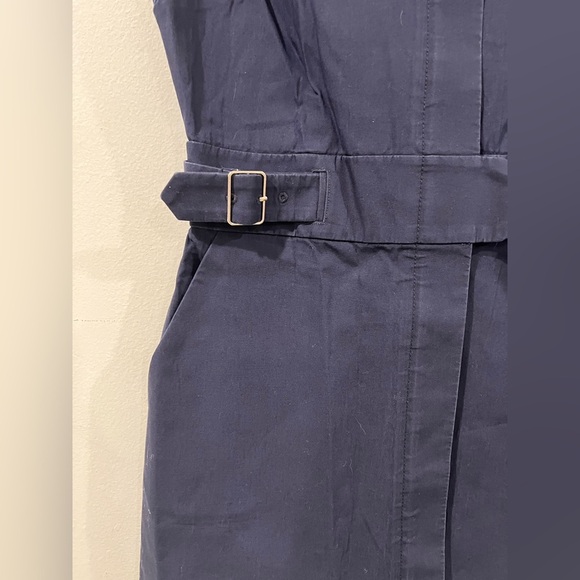 J.Crew Navy  blue  sleeves Dress  size 4 Heavyweight Cotton - Picture 3 of 9